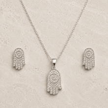 The "Holy Grail" Protection Set — Gold Plated Hamsa Pendant Set by House of Zena, side angle