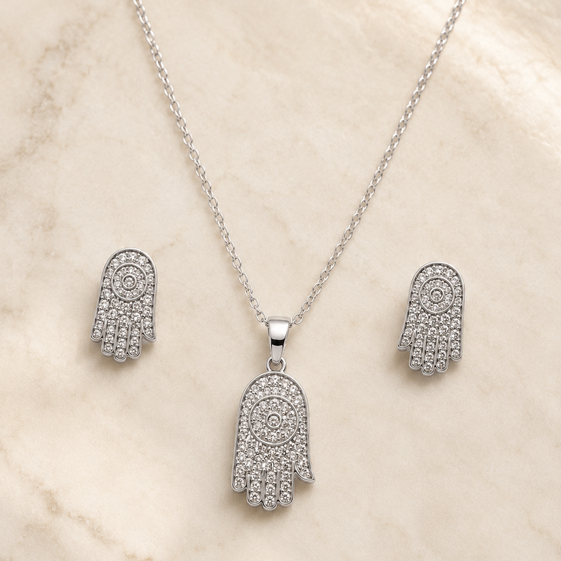 Noor Hamsa Pendant Set
