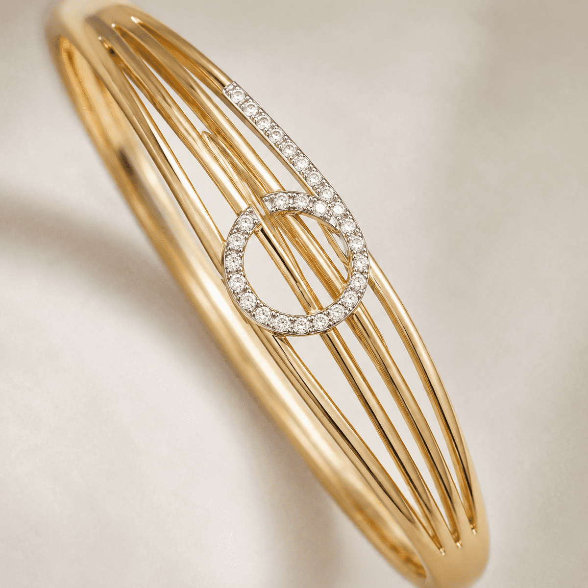 The "Sleep in It" Wire Bangle — Gold Plated Halo Wire Bangle by House of Zena, worn on model