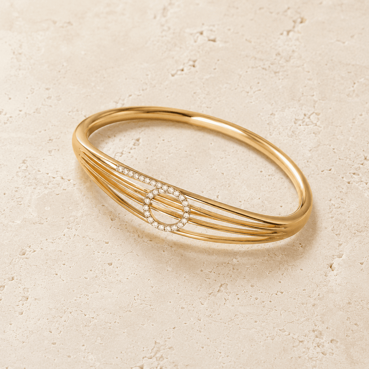 The "Sleep in It" Wire Bangle — Gold Plated Halo Wire Bangle by House of Zena, side angle