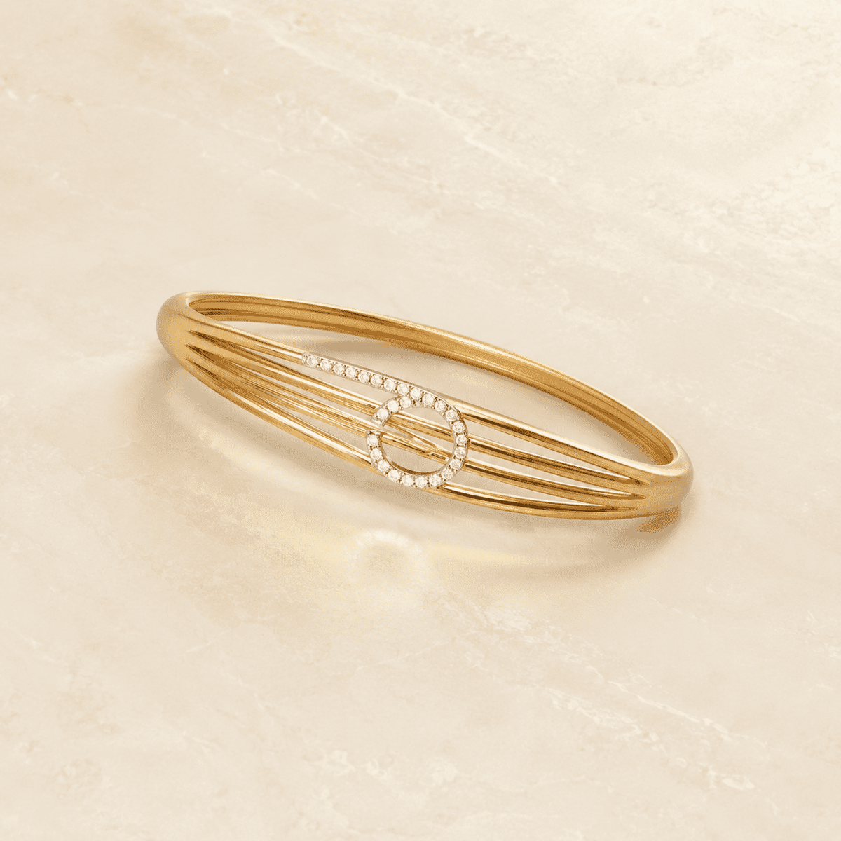 The "Sleep in It" Wire Bangle — Gold Plated Halo Wire Bangle by House of Zena, close-up detail