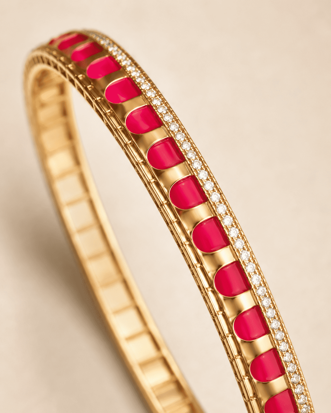 The Cherry Syrup Line Bangle — Gold Plated Line Bangle by House of Zena, styled on model