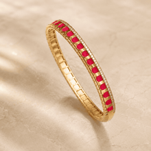 The Cherry Syrup Line Bangle — Gold Plated Line Bangle by House of Zena, worn on model