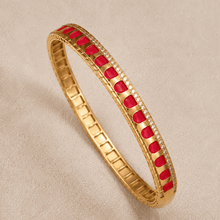 The Cherry Syrup Line Bangle — Gold Plated Line Bangle by House of Zena, close-up detail