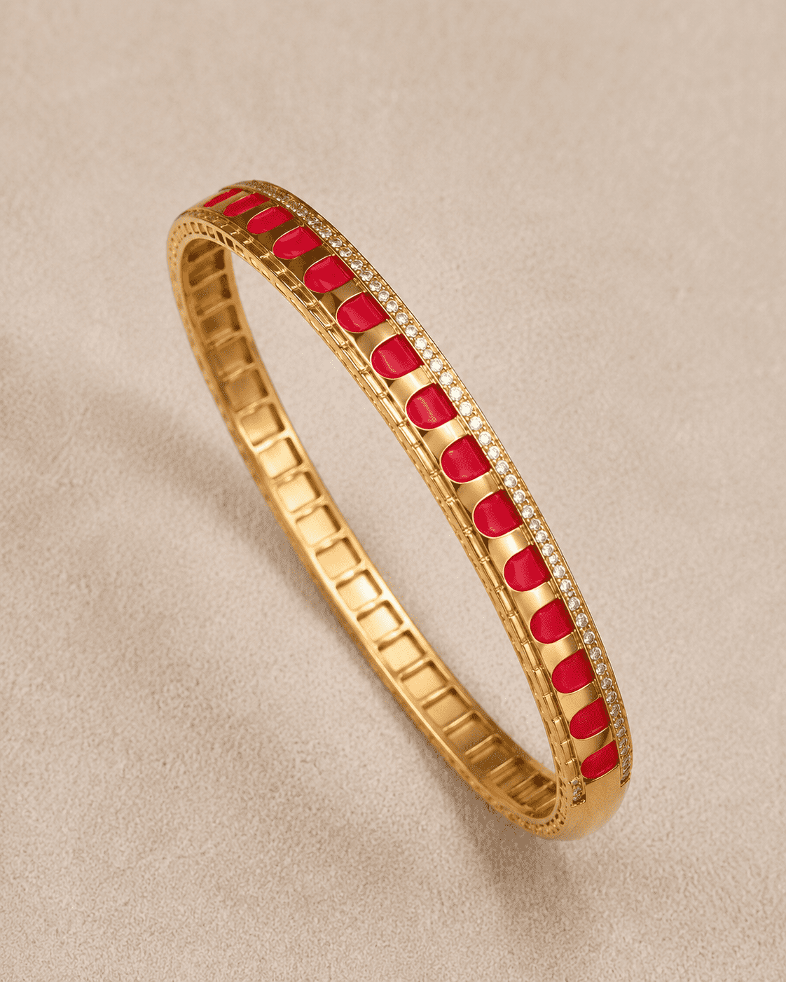 The Cherry Syrup Line Bangle — Gold Plated Line Bangle by House of Zena, close-up detail