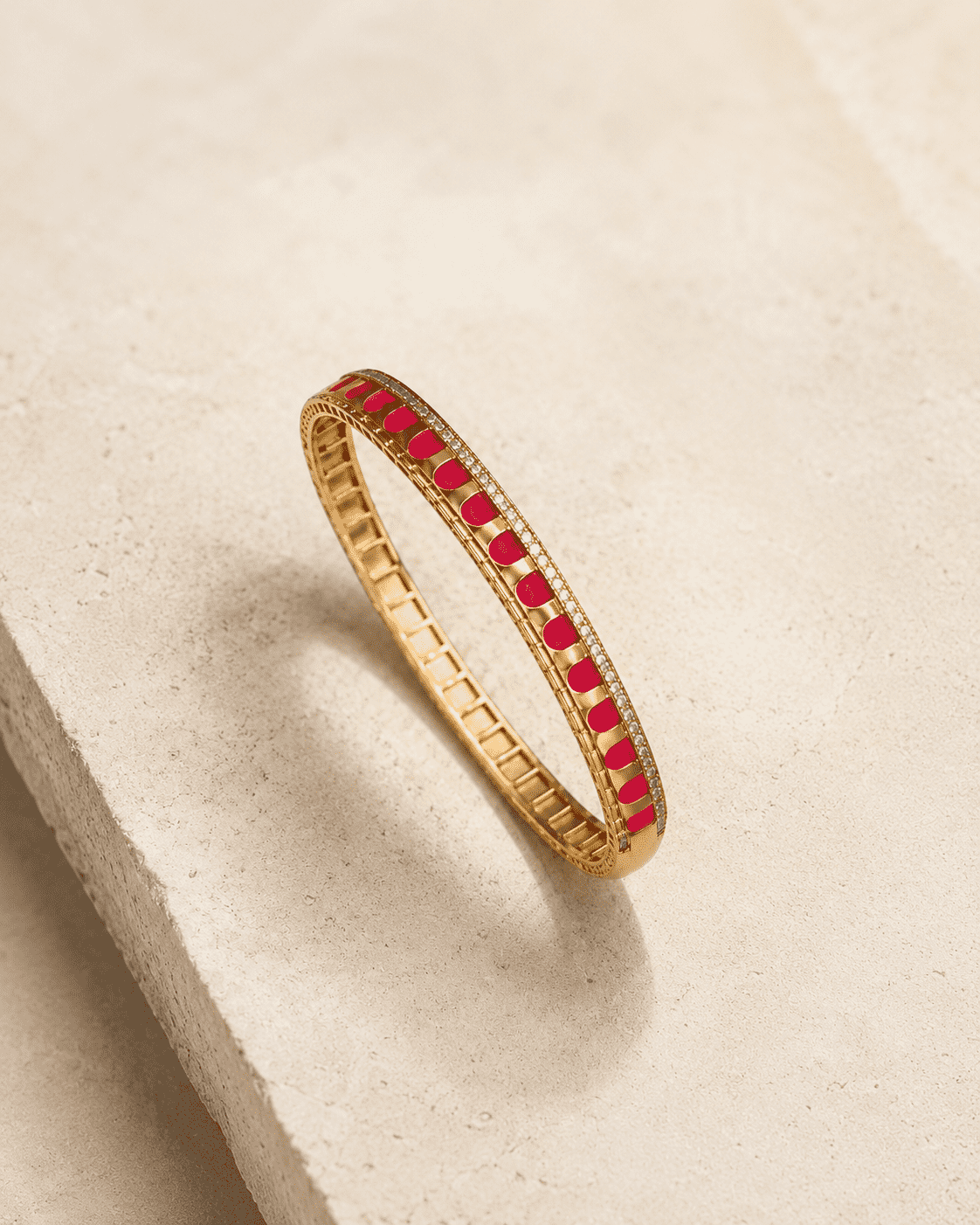 The Cherry Syrup Line Bangle — Gold Plated Line Bangle by House of Zena, side angle