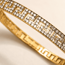 The Labyrinth Gold Cuff — Gold Plated Maze Bangle by House of Zena, close-up detail