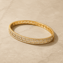 The Labyrinth Gold Cuff — Gold Plated Maze Bangle by House of Zena, side angle