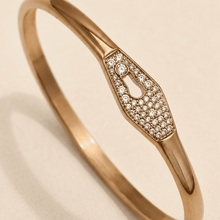 The "Locked In" Hinge Bangle — Gold Plated Lock Bangle by House of Zena, close-up detail