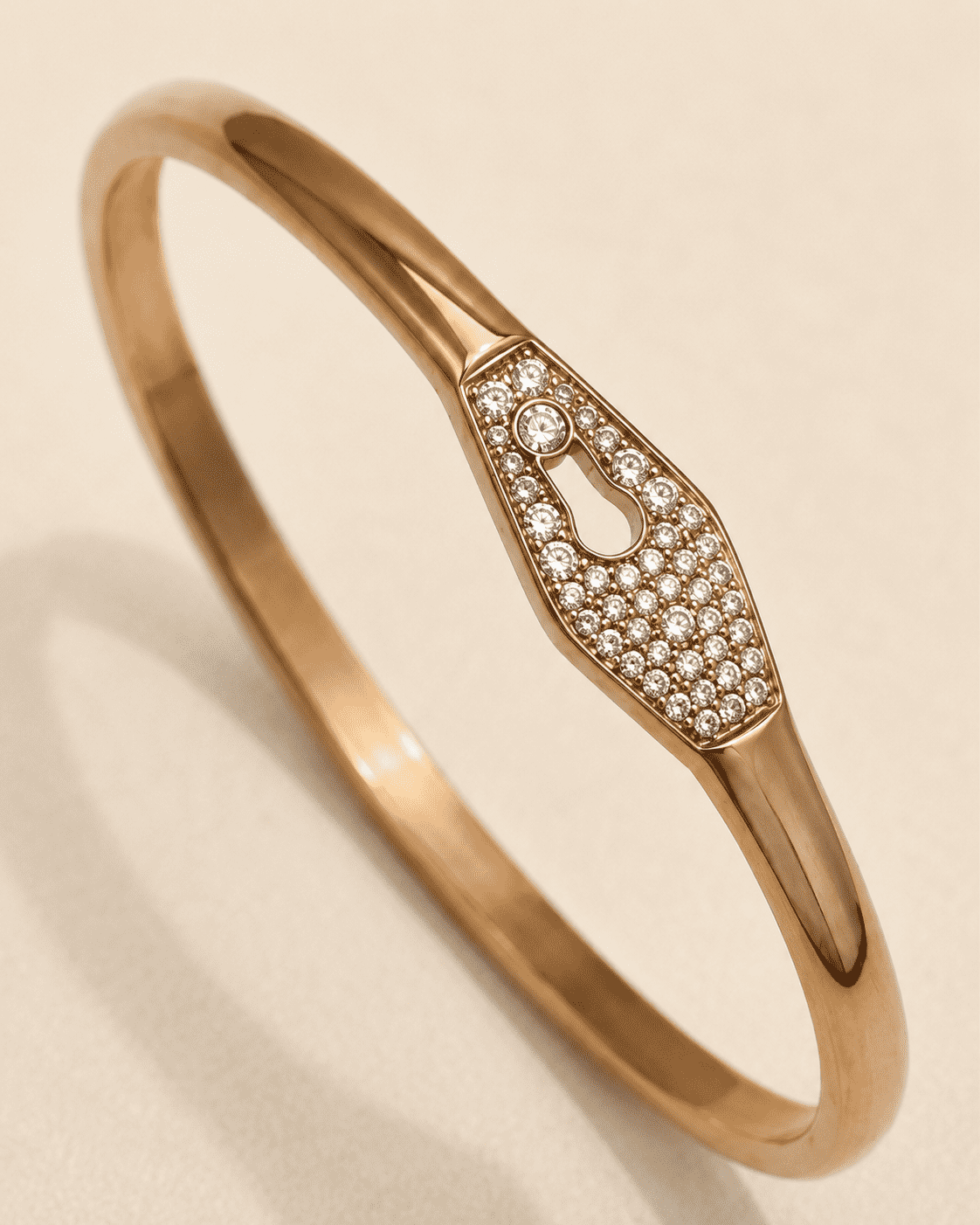 The "Locked In" Hinge Bangle — Gold Plated Lock Bangle by House of Zena, close-up detail