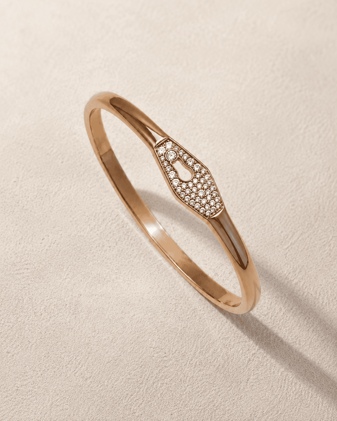 The "Locked In" Hinge Bangle — Gold Plated Lock Bangle by House of Zena, side angle