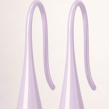 The Wild Lavender Mini Huggies — Gold Plated Lilac Drop Huggie Earrings by House of Zena, styled on model