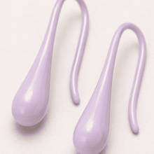 The Wild Lavender Mini Huggies — Gold Plated Lilac Drop Huggie Earrings by House of Zena, close-up detail