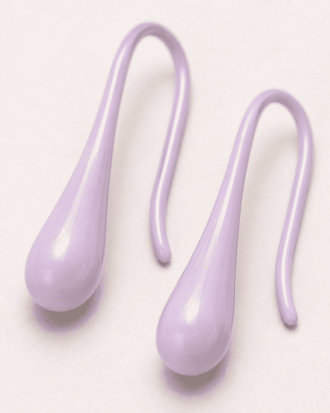 The Wild Lavender Mini Huggies — Gold Plated Lilac Drop Huggie Earrings by House of Zena, close-up detail