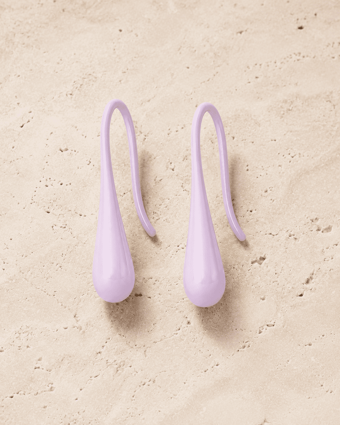 The Wild Lavender Mini Huggies — Gold Plated Lilac Drop Huggie Earrings by House of Zena, worn on model