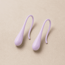The Wild Lavender Mini Huggies — Gold Plated Lilac Drop Huggie Earrings by House of Zena, side angle