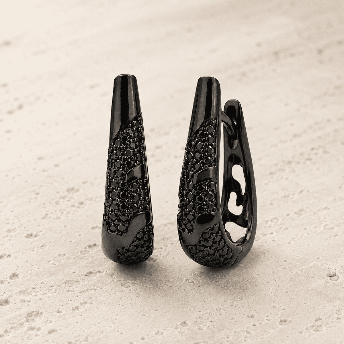 The "Dark Mode" Chunky Hoops — Gold Plated Eclipse Hoop Earrings by House of Zena, worn on model