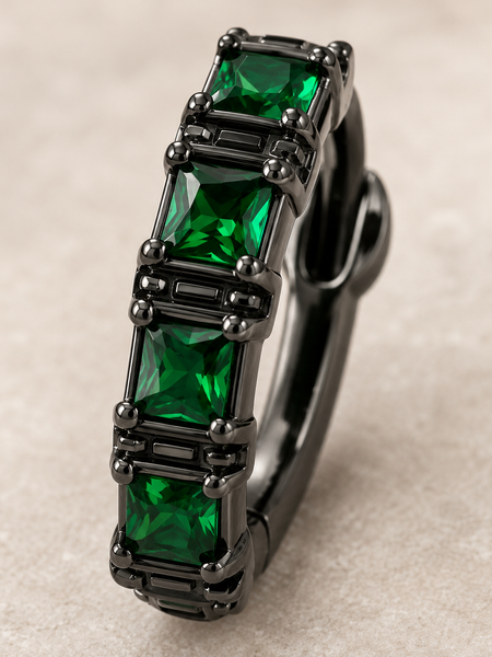 Emerald Noir Hoops