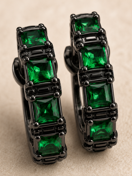 Emerald Noir Hoops