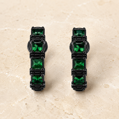 Emerald Noir Hoops