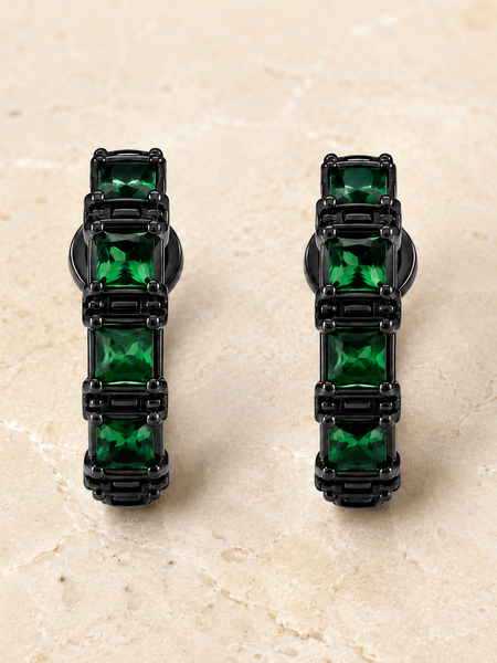 Emerald Noir Hoops