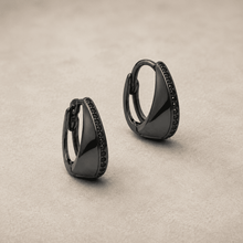 The Tuxedo Edge Hoops — Gold Plated Edge Hoop Earrings by House of Zena, close-up detail