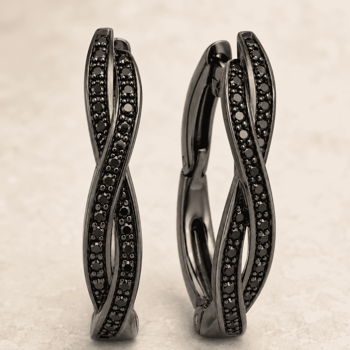 The Licorice Twist Hoops — Gold Plated Twist Hoop Earrings by House of Zena, close-up detail