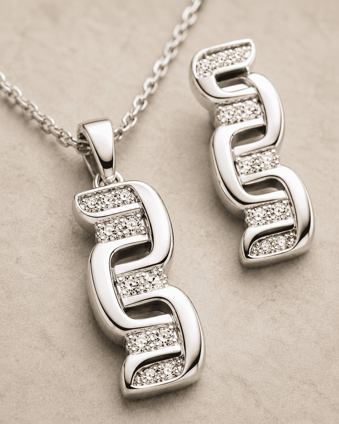 The "Boardroom Boss" 3-Piece Power Set — Silver-Tone Link 3-Piece Jewellery Set by House of Zena, worn on model