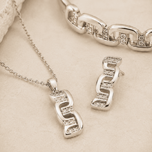 The "Boardroom Boss" 3-Piece Power Set — Silver-Tone Link 3-Piece Jewellery Set by House of Zena, styled on model