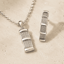 The "Out of Office" 3-Piece Power Set — Silver-Tone Grid 3-Piece Jewellery Set by House of Zena, close-up detail
