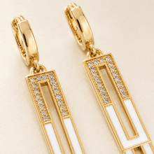 The Great Gatsby Prism Drops — Gold Plated Geo Drop Earrings by House of Zena, close-up detail