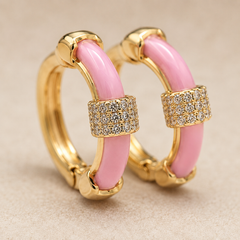 Blush Halo Huggie Earrings