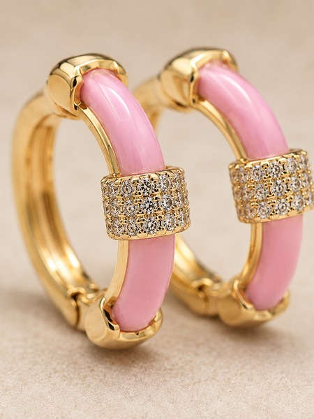 Blush Halo Huggie Earrings