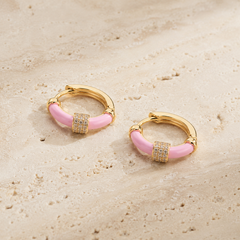 Blush Halo Huggie Earrings