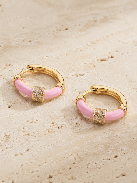 Blush Halo Huggie Earrings