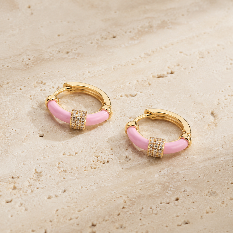 Blush Halo Huggie Earrings