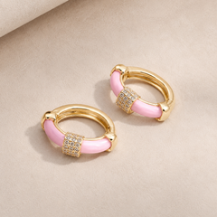 Blush Halo Huggie Earrings