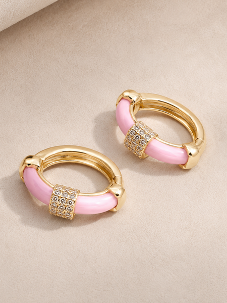 Blush Halo Huggie Earrings