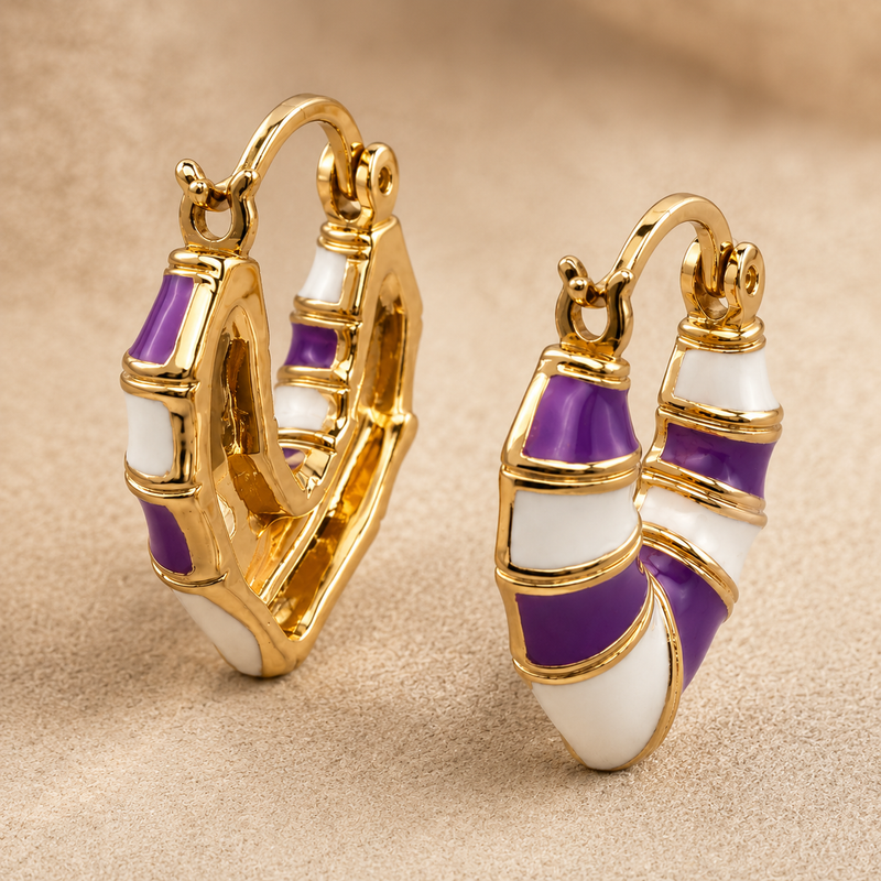 Amethyst Swirl Huggie Earrings