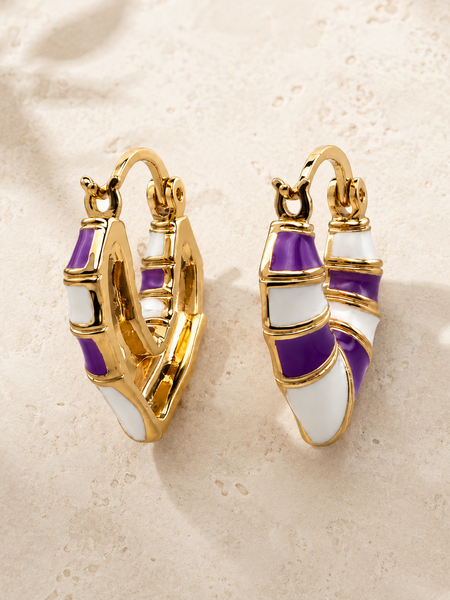 Amethyst Swirl Huggie Earrings