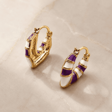 The Lavender Swirl Huggies — Gold Plated Amethyst Swirl Huggie Earrings by House of Zena, side angle
