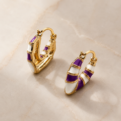 Amethyst Swirl Huggie Earrings