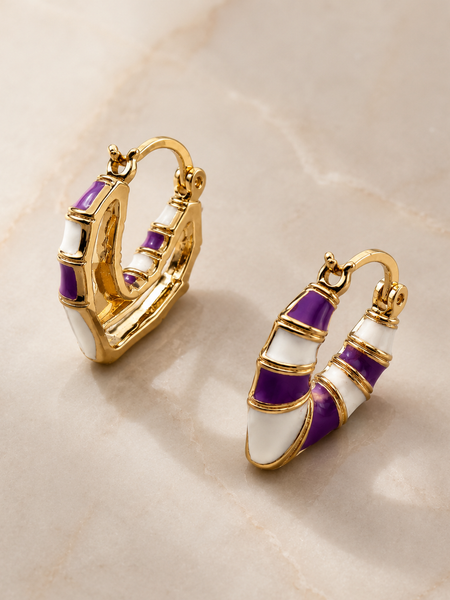 Amethyst Swirl Huggie Earrings