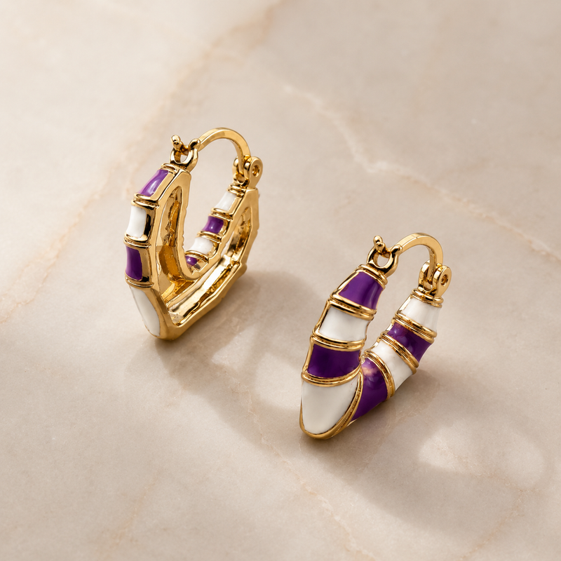 Amethyst Swirl Huggie Earrings