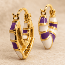 The Lavender Swirl Huggies — Gold Plated Amethyst Swirl Huggie Earrings by House of Zena, close-up detail