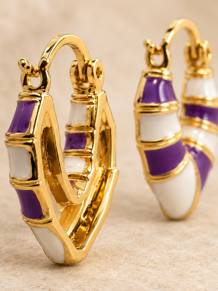 Amethyst Swirl Huggie Earrings