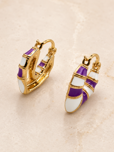 Amethyst Swirl Huggie Earrings