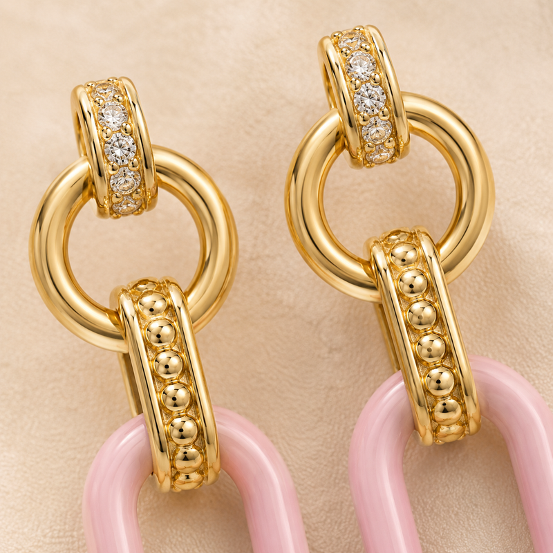 Blush Link Drop Earrings