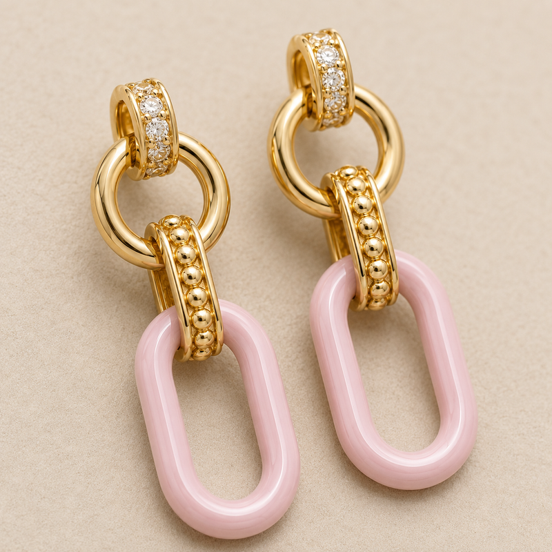 Blush Link Drop Earrings