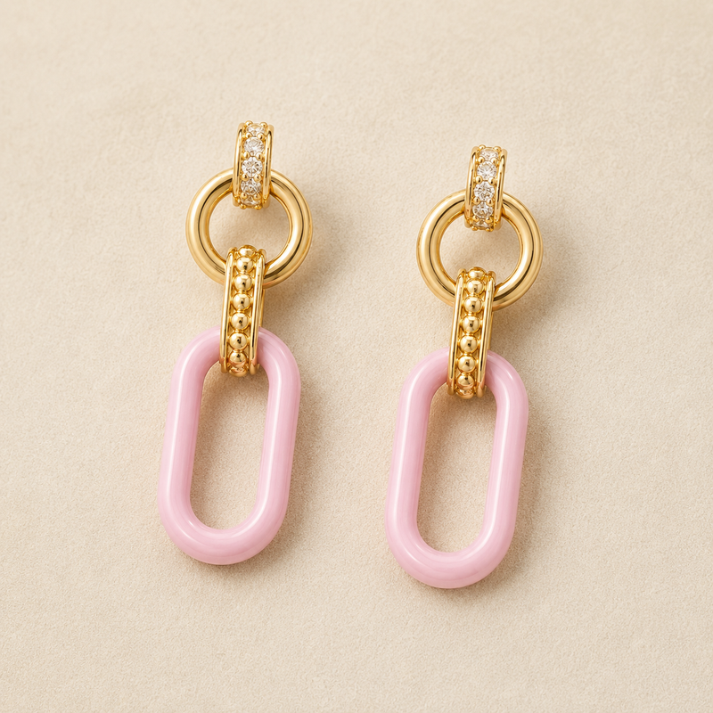 Blush Link Drop Earrings